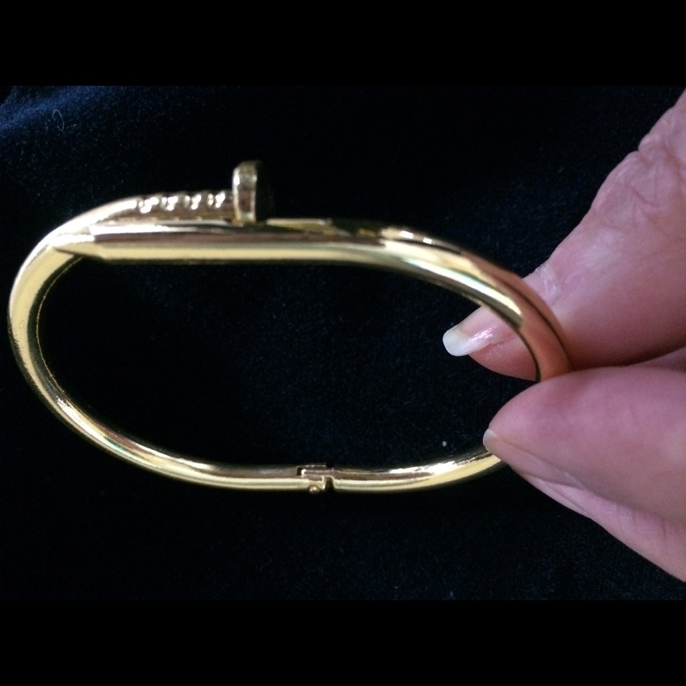 Kardashian Style Gold Nail Cuff Bangle Bracelet 7.